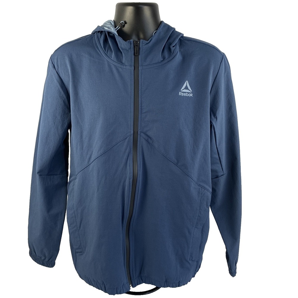 New Mens Reebok Ascent Full Zip Windbreaker Jacket Size Medium NWT Dark Denim - Picture 7 of 8